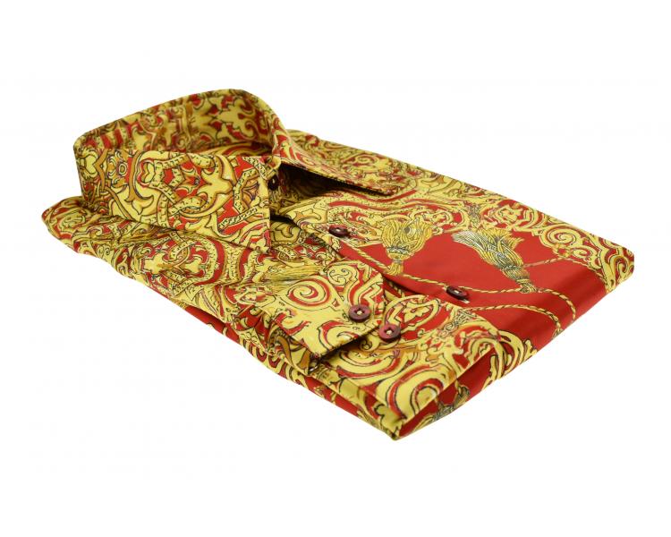 SL 5921 Красная сатиновая "Барокко" рубашка Мужские рубашки