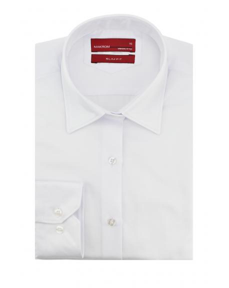 LL 3252 Белая однотонная классическая рубашка