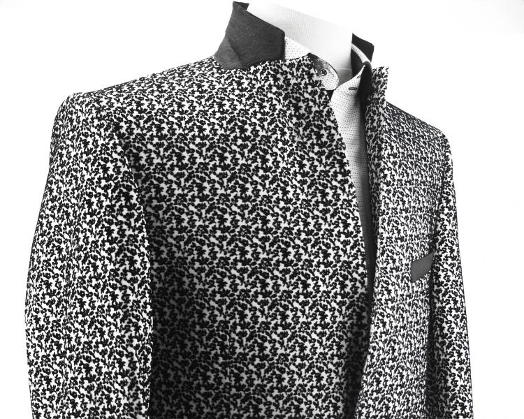 Men's white & black printed velvet blazer