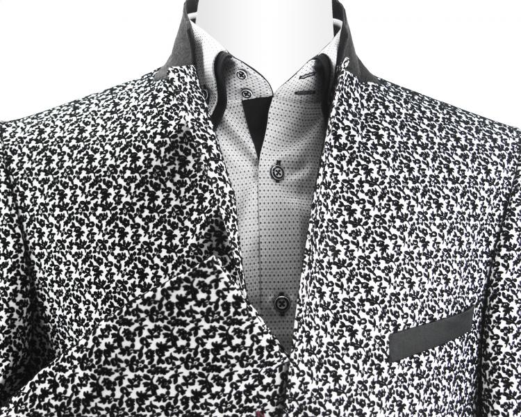 Men's white & black printed velvet blazer