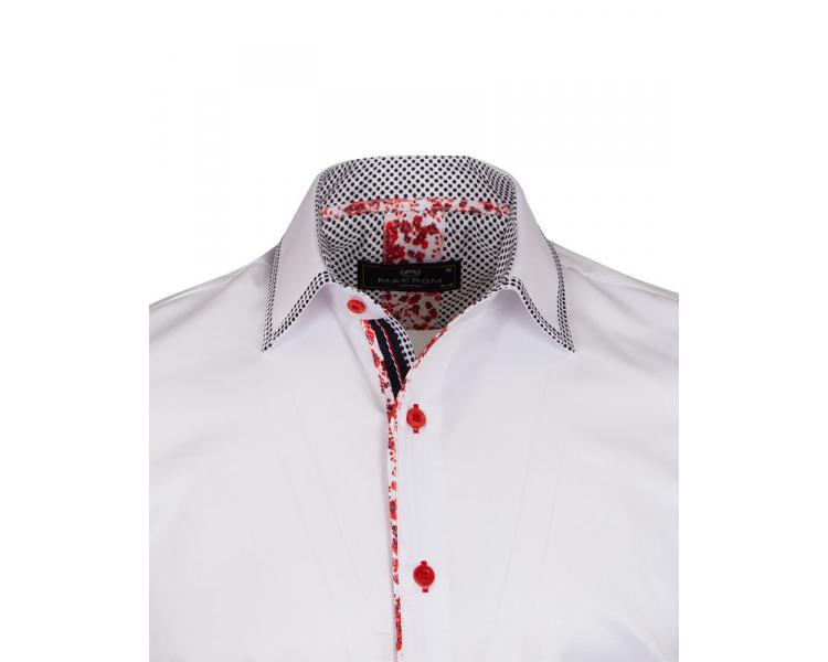 SL 6507 Белая рубашка со вставками в горошек и цветочный узор Мужские рубашки