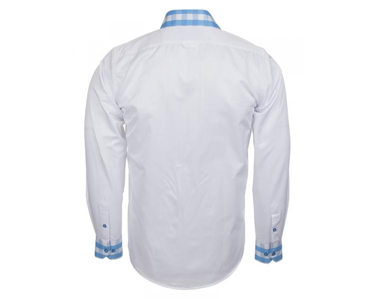 SL 5164 Белая рубашка с деталями в клетку Мужские рубашки