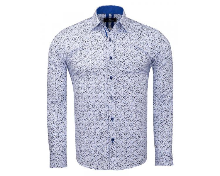 SL 6811 Рубашка с синим микро-принтом цветов и пейсли Мужские рубашки