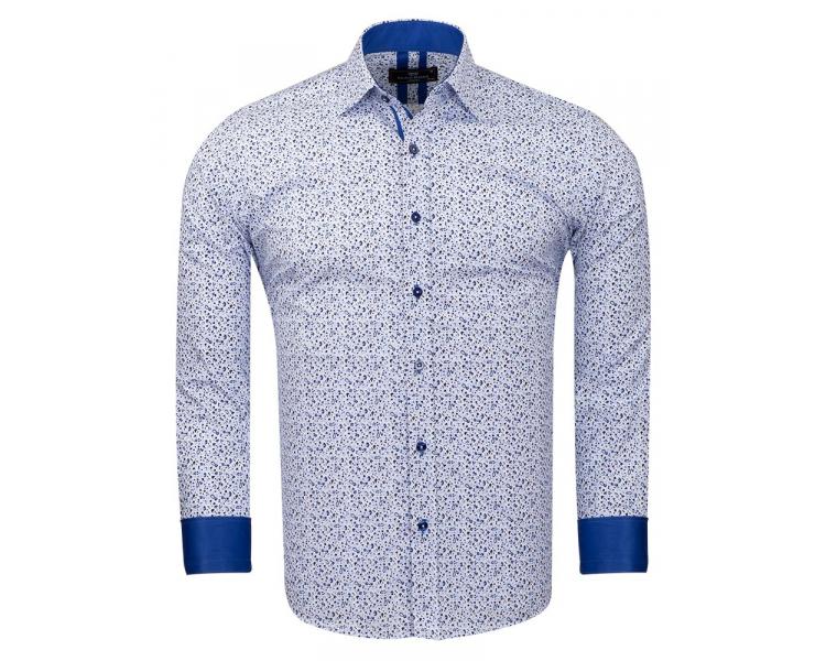 SL 6811 Рубашка с синим микро-принтом цветов и пейсли Мужские рубашки