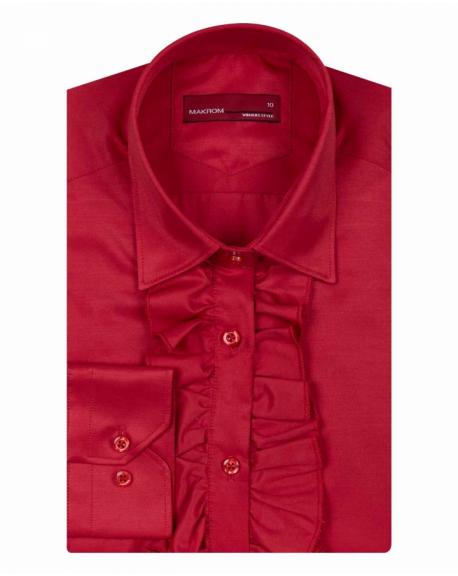 LL 3291 Красная рубашка с рюшами на планке