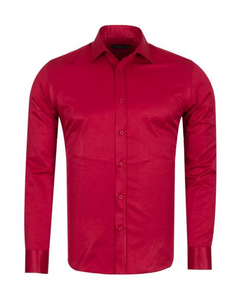 Темно-красная классическая однотонная рубашка SL 1050-B