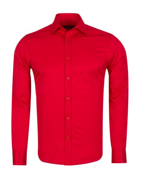 Красная классическая однотонная рубашка с длинным рукавом SL 1050-B