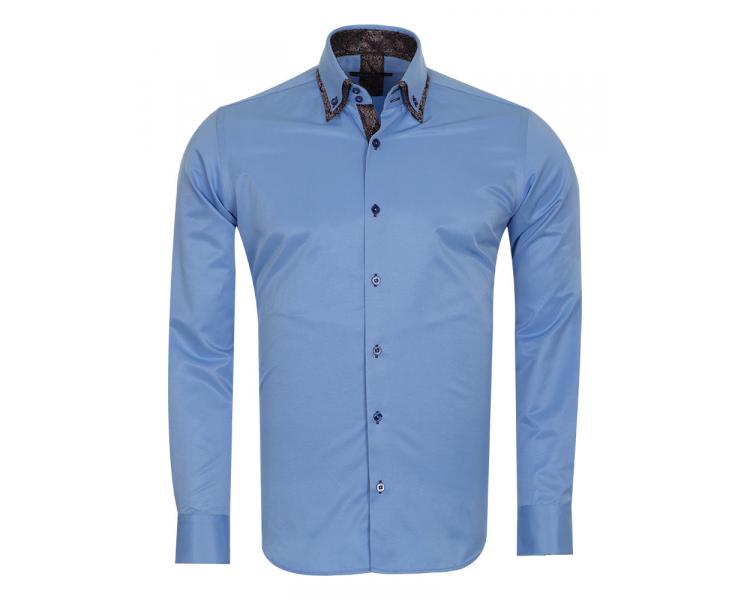Мужская светло-синяя рубашка с двойным воротником SL 6652 Мужские рубашки