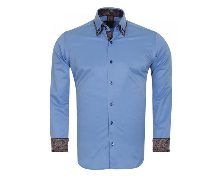 Мужская светло-синяя рубашка с двойным воротником SL 6652 Мужские рубашки