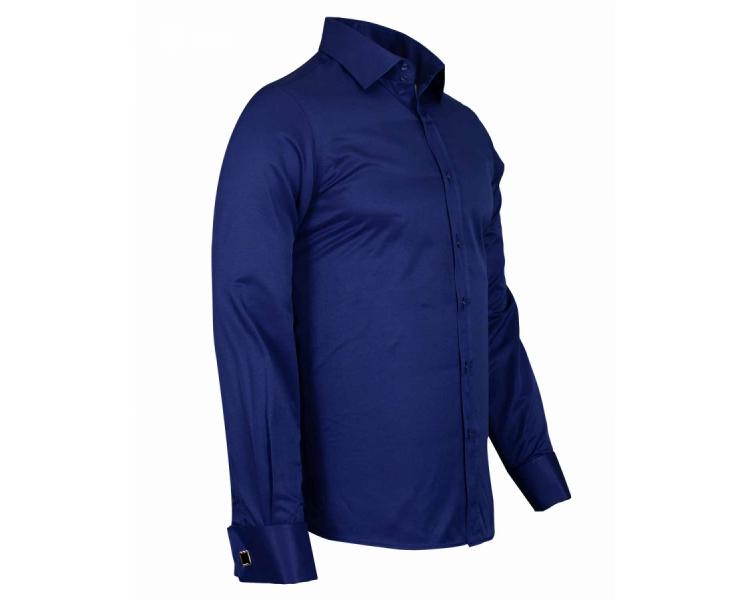 SL 1045-C Синяя рубашка с двойным манжетом под запонки Мужские рубашки
