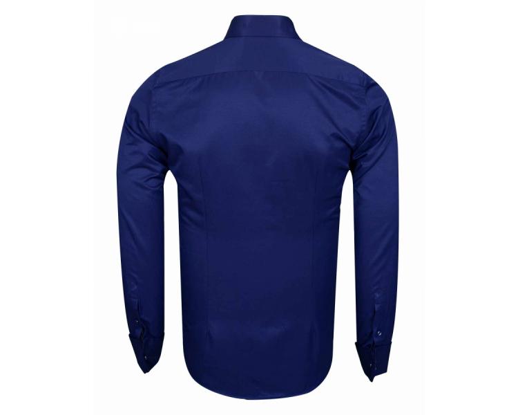 SL 1045-C Синяя рубашка с двойным манжетом под запонки Мужские рубашки