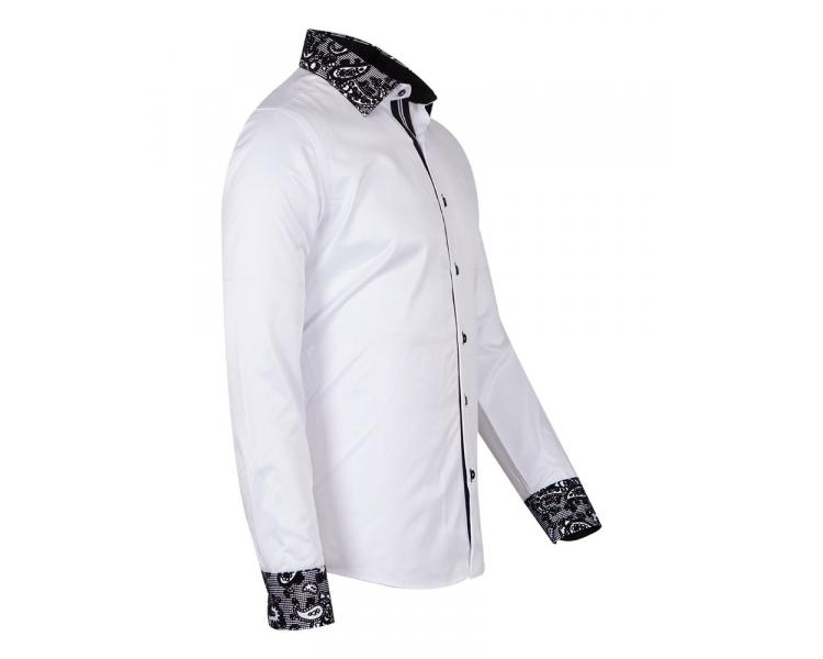 SL 5410 Белая рубашка с бархатным узором Мужские рубашки